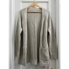 Fat Face Cotton Blend Chinky Knit Cardigan Sweater Oatmeal Beige, size 10