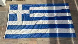 BEAUTIFUL VINTAGE GREECE GREEK FLAG VERY LARGE 120 cm x 200 cm 1960s