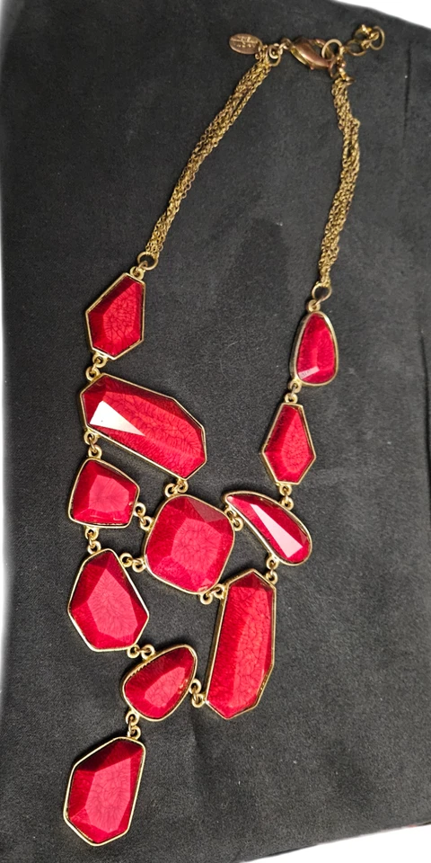 Ожерелье с красным камнем AMRITA SINGH цепочка 16 17 18 дюймов подпись 24 дюйма - Изображение 3 из 4