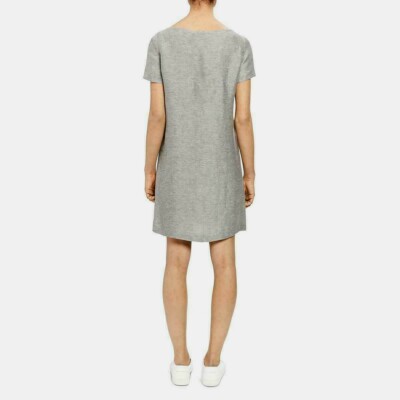Theory Linen Casual Structured T-Shirt Dress black/white (grey) Small NWT  $395 | eBay