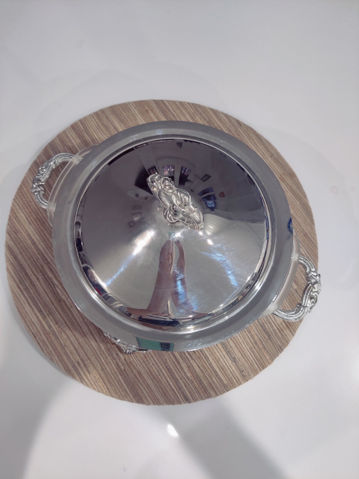 Vtg Silver Plate Fire King Glass 2 qt Insert Chafing Dish + Lid Food Server&nbsp;
