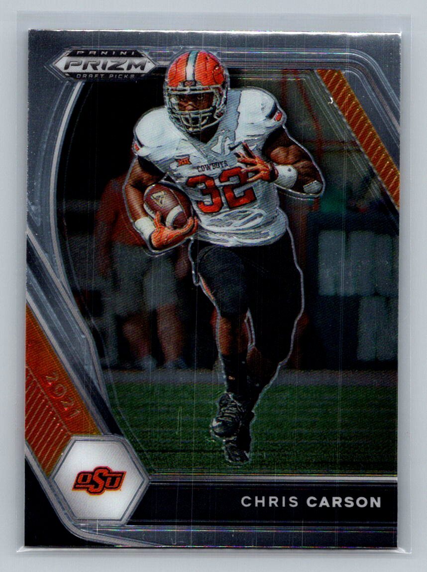 2021 Panini Prizm Draft Picks Collegiate Silver Chris Carson #98 OSU Cowboys