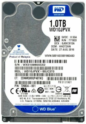 FESTPLATTE WD BLUE SCORPIO WD10JPVX 1TB 5400U/min SATA III 8MB CACHE 2.5'' Zoll 