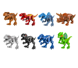 dinosaur assembling building blocks