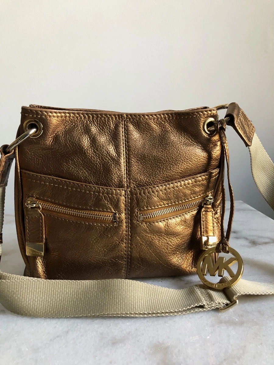 MICHAEL KORS GOLD B 0908 LEATHER CROSSBODY BAG