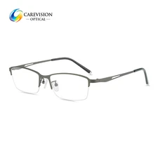 New Men's Titanium Alloy Half Rimless Eyeglasses Frame  Optical Eyewea RX Able