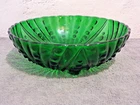 Anchor Hocking Vintage Emerald Green Glass Serving Bowl w/Feet 8.5"x 2 3/4"