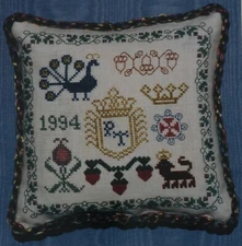 Victorian Sampler Pincushion - by Golden Thread Designs