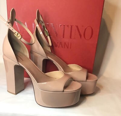 Valentino Garavani Nude Tan-Go Peep Toe Platform Size 39 | eBay
