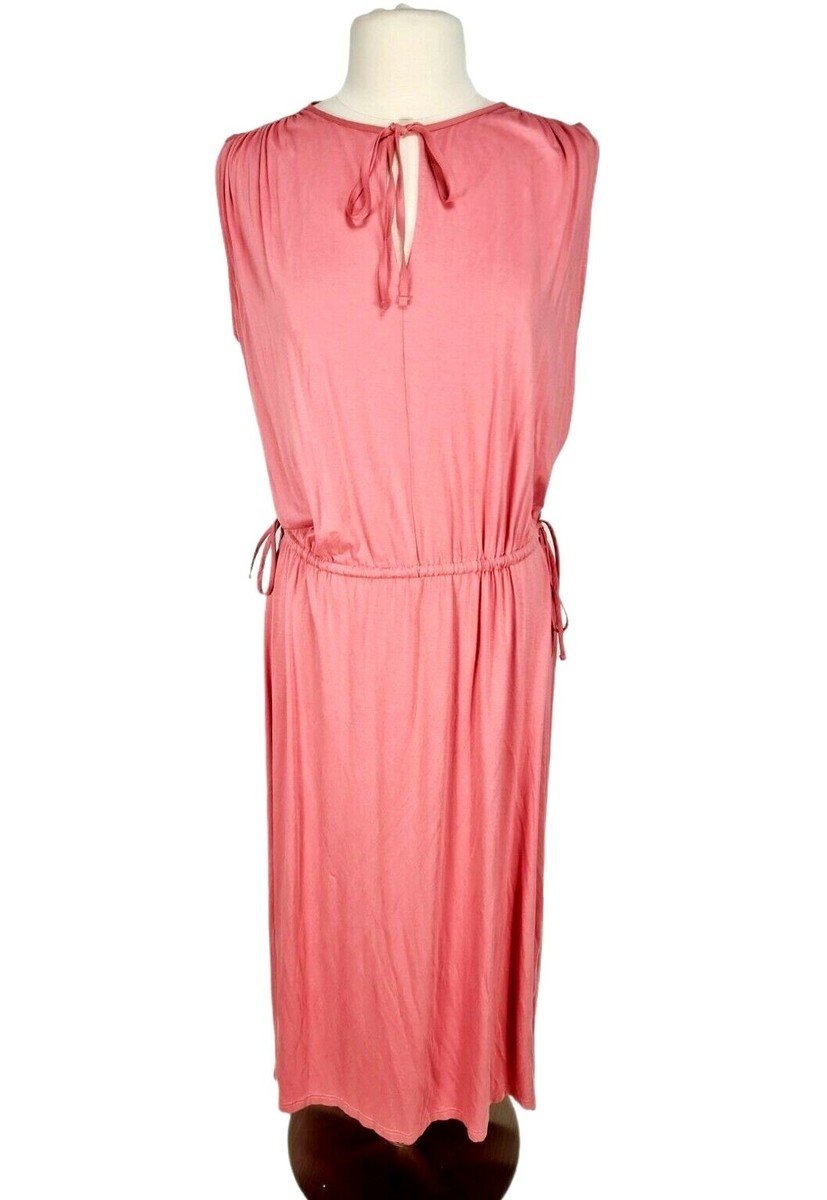 GAP Peach Jersey Maxi Dress Sleeveless Women Size M Tall Tie Neck Side  Slits | eBay