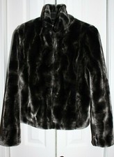 New Mink Faux Fur Coat/jacket Silver Gray Black Women's Youth Girls Size Small