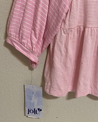 NWT, Jolt Juniors Pullover Knit Top Multi pink / White Stripes- Size Medium - Picture 4 of 4
