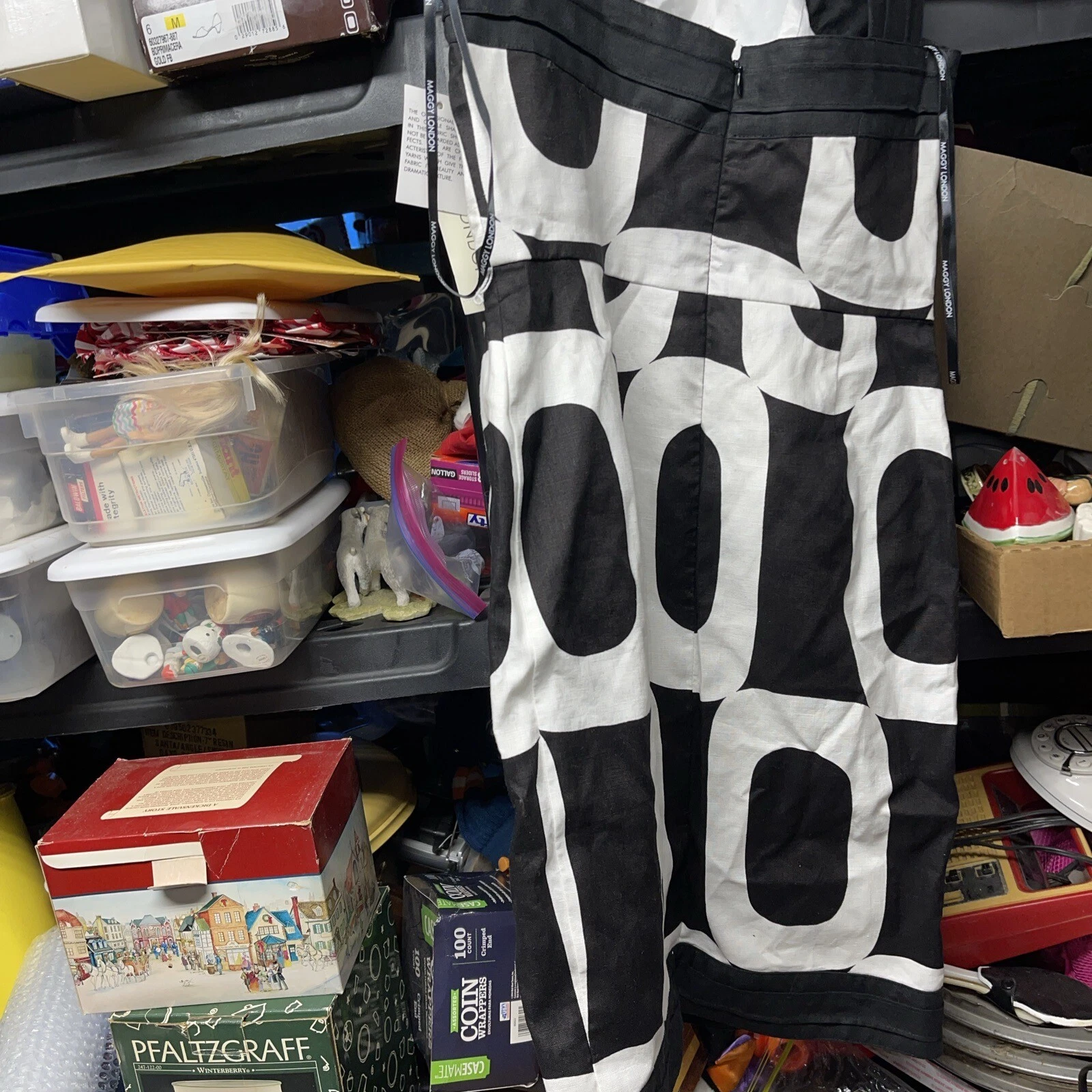 OFF WHITE Abito donna Maggy London taglia 4 nero bianco sporco