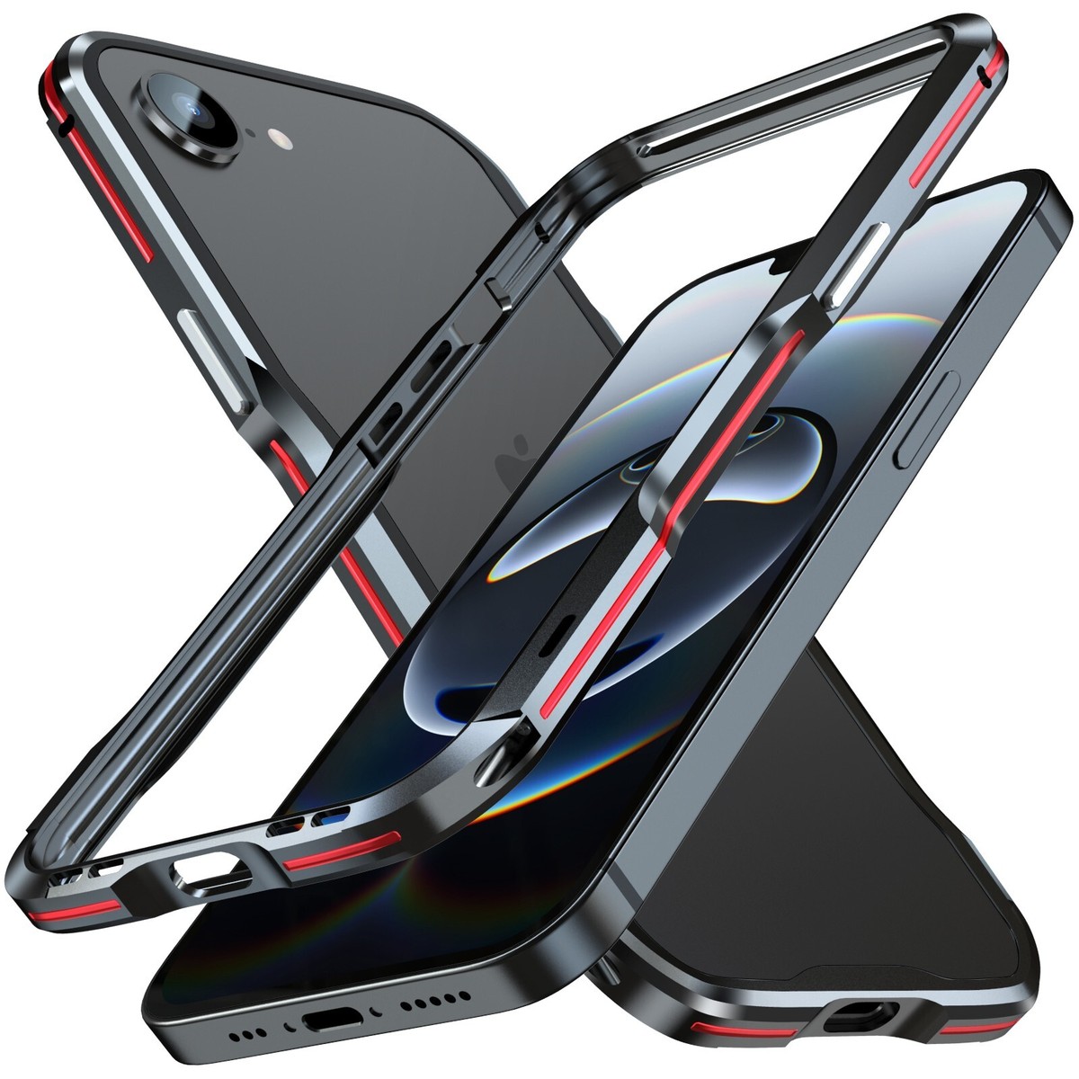 For iphone 16e se 2025 LUPHIE Shockproof Armor Metal Bumper