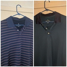 2x Set of 2 Mens Brooks Brothers Performance Series Golf Polo Shirt Stripes XL