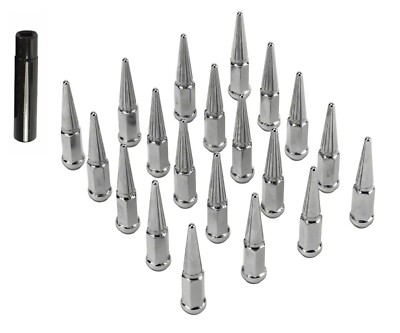 20x Chrome 4.5'' Long Spike Lug Nuts 1/2''-20 RHT For Chevy C10 Astro G10 Blazer