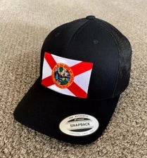 Florida Flag Hat SnapBack Trucker Mesh Cap Individually Handcrafted in Tampa Bay