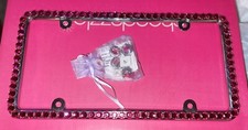 Big Hot Pink Swarovski Crystal Hot Pink Diamond Bling License Plate Frame Cap