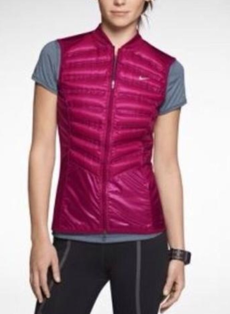 NIKE AEROLOFT 800 PACKABLE GILET VEST SIZE M (546673 619) RASPBERRY RED