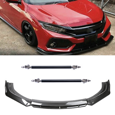 For Chrysler 200 11-17 Carbon Fiber Black Front Bumper Lip Chin Spoiler Body Kit