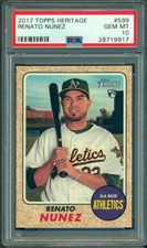 2017 TOPPS HERITAGE HIGH NUMBER RENATO NUNEZ #599 ROOKIE CARD PSA 10