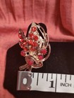 Large Red Rhinestone Gold Tone Swirl Twist Curve Ring Jewelry Statement Costume — photo 6