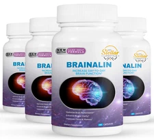 4 Pack Brainalin, promotes mental clarity & cognitive functions-60 Capsules x4