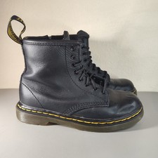Doc Dr Martens Boots 1460T Black Leather Combat Unisex Kids Size 10