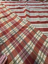 Striped Burgundy, Green, White And Fabric Remnant Textured Silky Ribbed 68x54