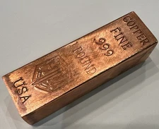 1 Pound Copper Bullion Bar / Paperweight - Defective Finish