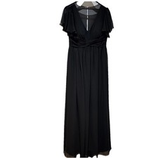 Wmns Black Modest Formal Azazie Chiffon Maxi Dress Flutter Sleeves 10