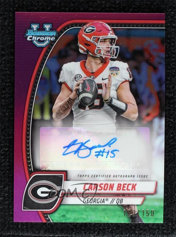 2024 Bowman U Chrome Prospect Fuchsia Refractor 120/150 Carson Beck #PA-CBE Auto