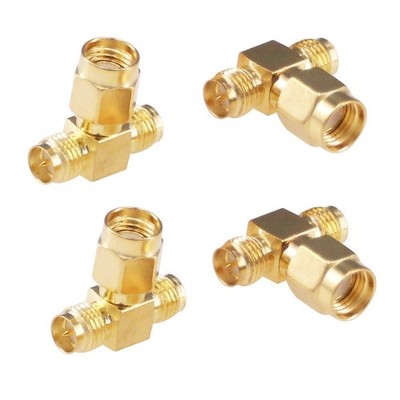 4 PCS F054 Antenna Adapter RPSMA Male To Dual Female T Type 3Way Splitter