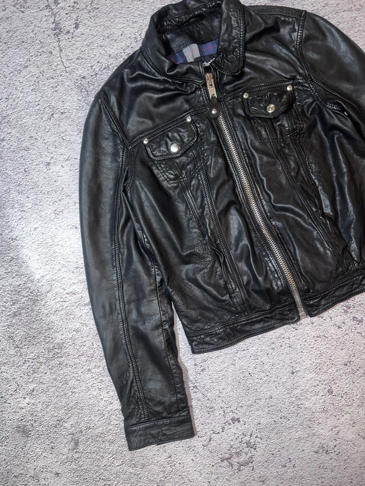 Chaqueta de cuero negra para motociclista Schott NYC - piel de cordero - Imagen 3 de 4