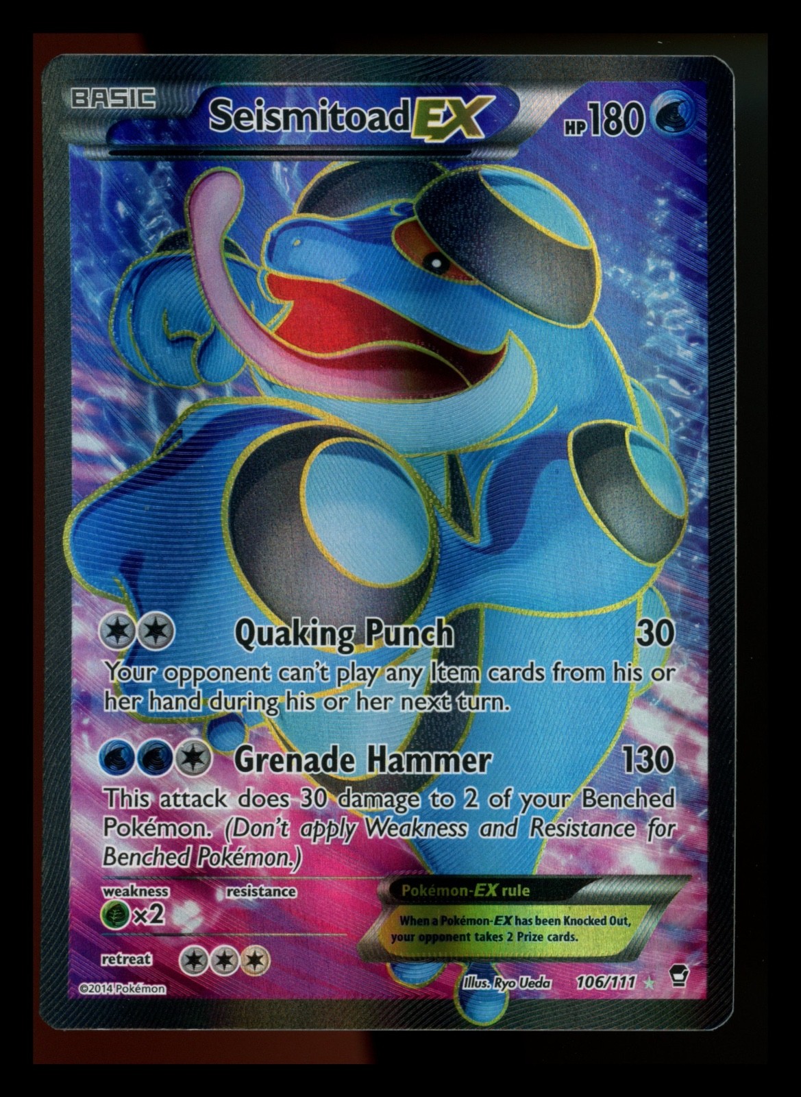 Seismitoad EX 106/111 XY Furious Fists 2014 Full Art Holo Rare Pokémon Card TCG
