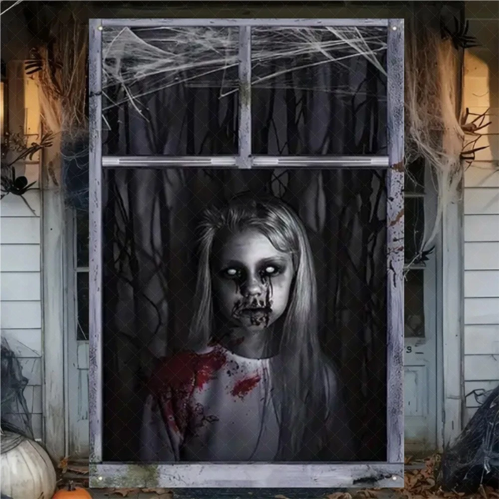 Scary Halloween party backdrop curtain