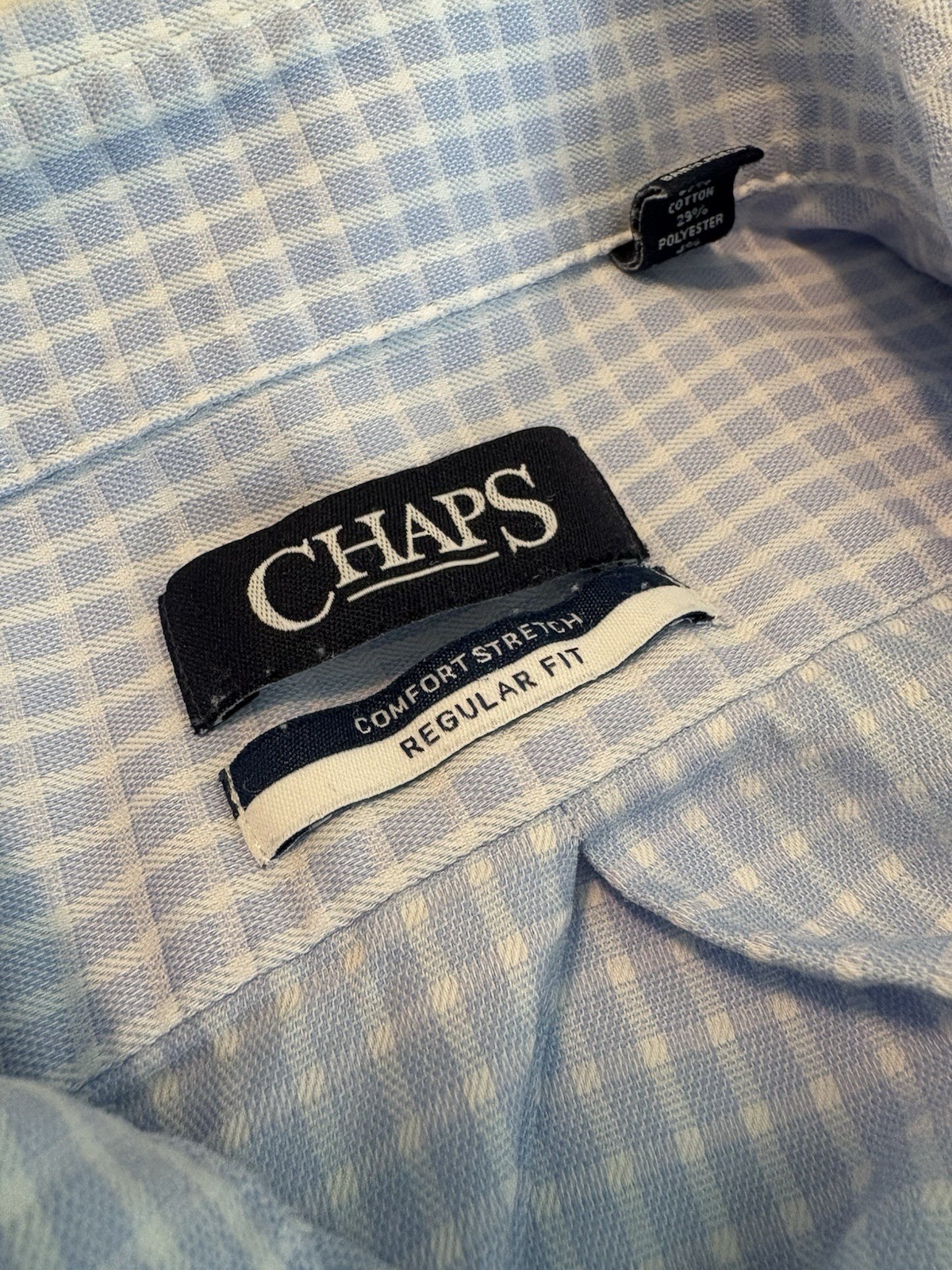 Chaps Men’s Medium Button Down Blue Checkered Shi… - image 3