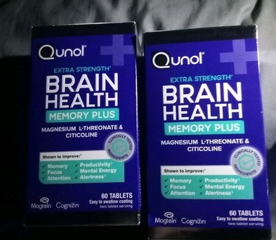 Qunol Extra Strength Brain Health Memory Plus 60 X 2 ( 120 Tablets) Exp 10/2027