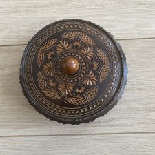 VINTAGE Carved Austrian Decretive LIDDED TRINKET WARE collectible Wooden box 