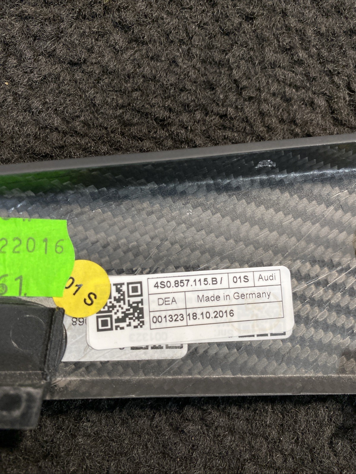 Audi R8 4S Left Side Matte Carbon Fiber Dashboard Trim OEM 4S0857115B