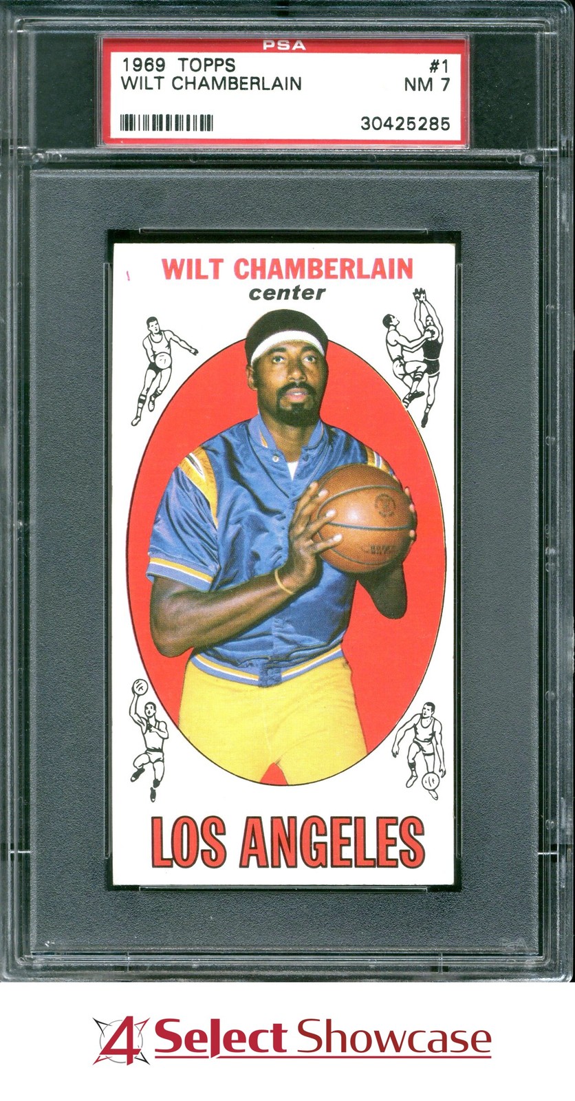 1969 TOPPS #1 WILT CHAMBERLAIN LAKERS HOF PSA 7