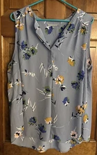Daniel Rainn Floral Blue Tank Top 2x 