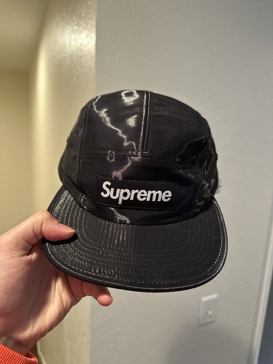 NEW Supreme Coated Linen Camp Cap Box logo 5 panel Strapback Hat