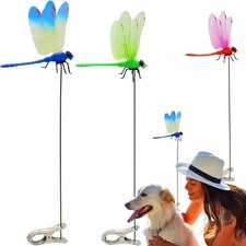 3 Pack 3D Dragonfly Garden Stakes Clip Fly Deterrent for Yard Decor Outdoor