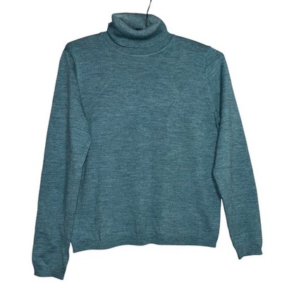 Pendleton Womens Petite Small Teal Blue 100% Merino Wool Turtleneck Sweater