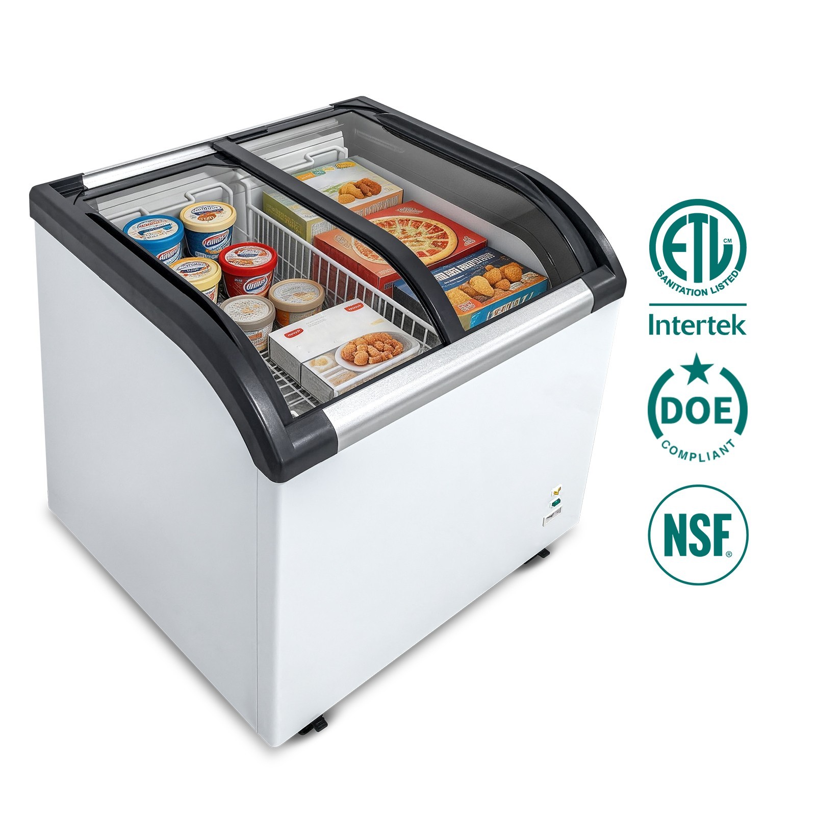 Curved Top Display Freezer​ - 4.6 Cu.ft, Commercial Chest Freezer, Sliding Lid