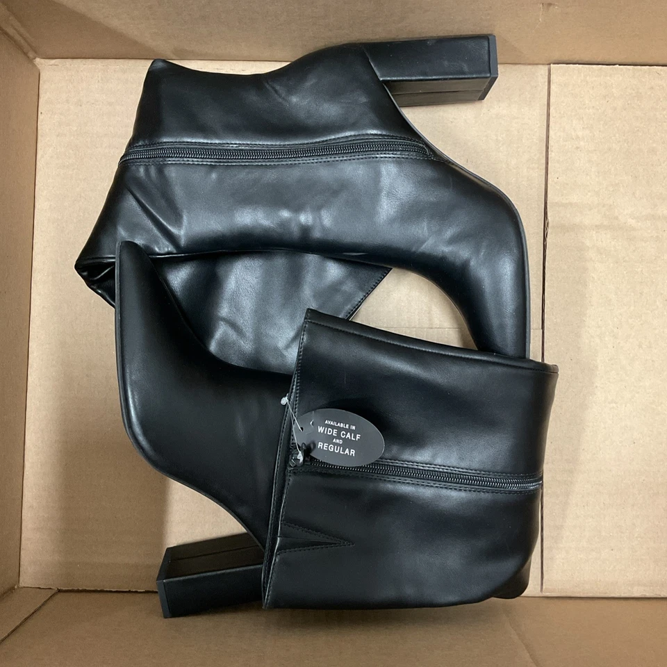 Botas de vestir Wild Pair Islah negras lisas 10M punta punta tacón bloque precio de venta sugerido por el fabricante $99 Foto 4 de 4