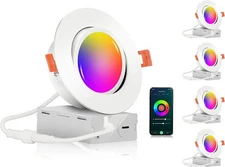 CLOUDY BAY 4 inch Smart Wifi LED Recessed Lights RGBCW Color Changing 3 Pack 