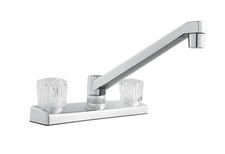 Mainstays Kitchen Faucet, Dual Acrylic Handles, Chrome Finish, Nonmetallic Body