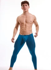 N2N Bodywear Men's Essential Pouch Long John Tight, XL Teal Blue NWT